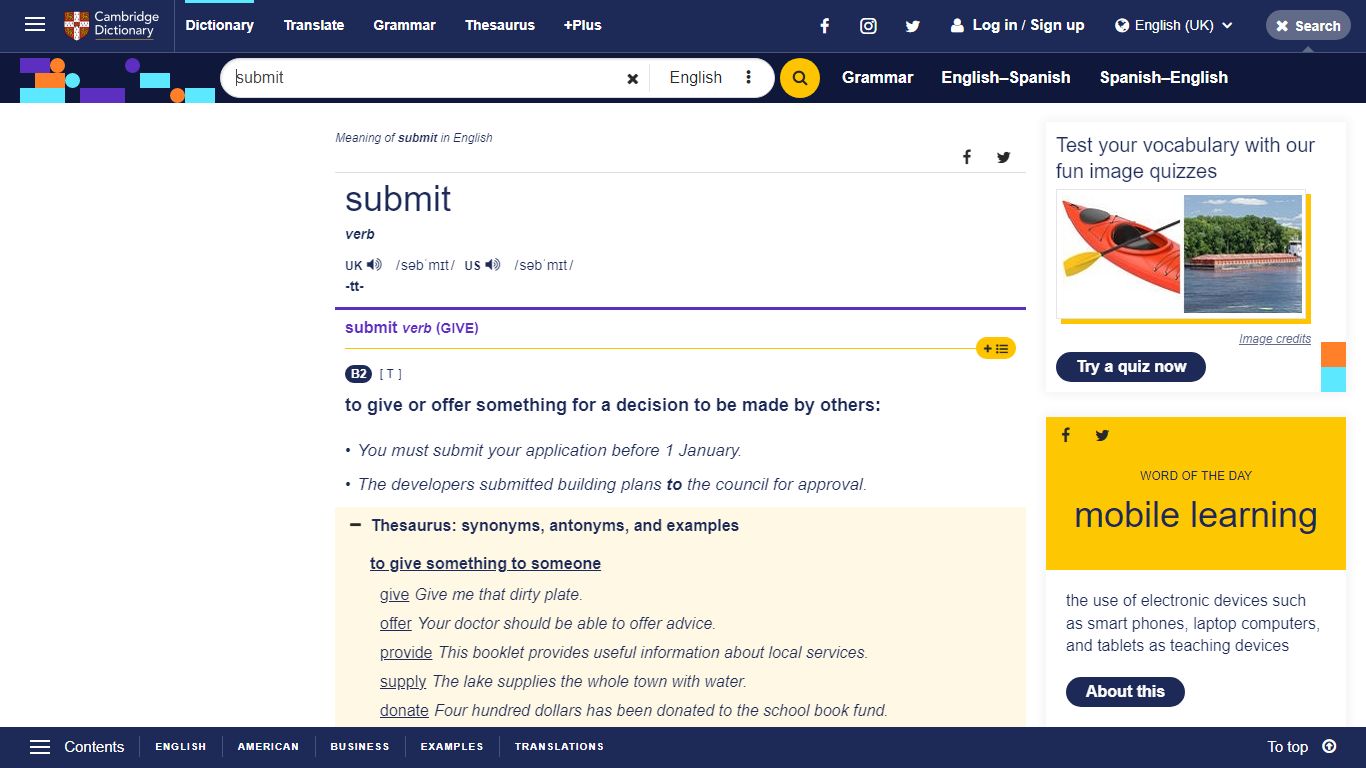 SUBMIT | meaning in the Cambridge English Dictionary